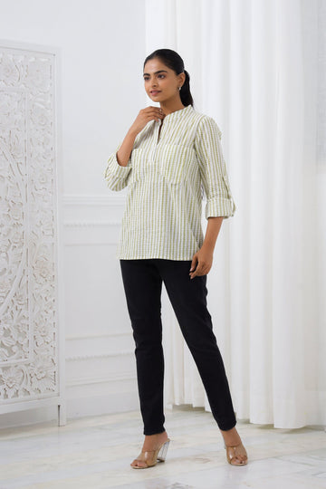 Minty Triangles Maternity Top