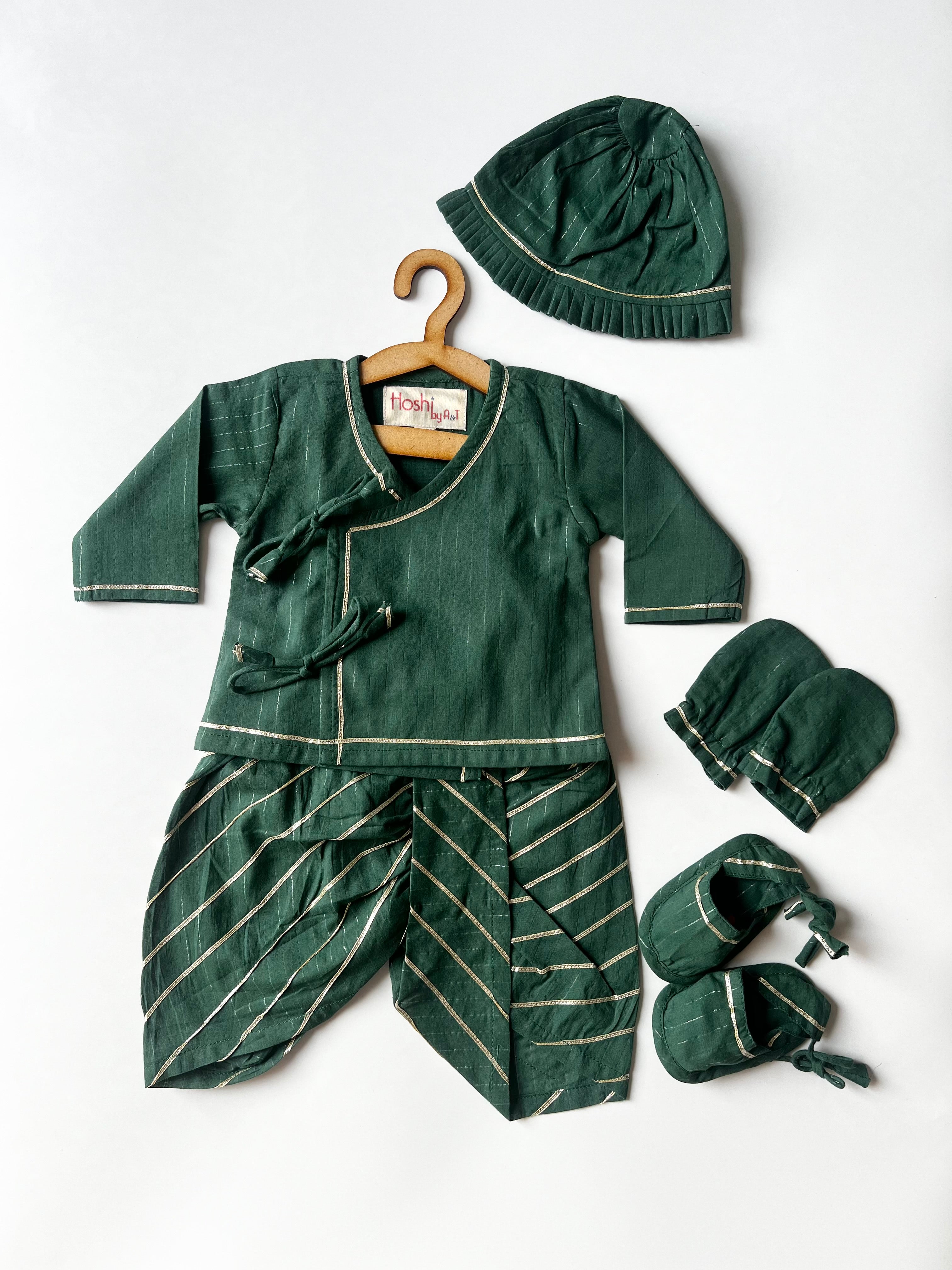 New born Green Jamna set