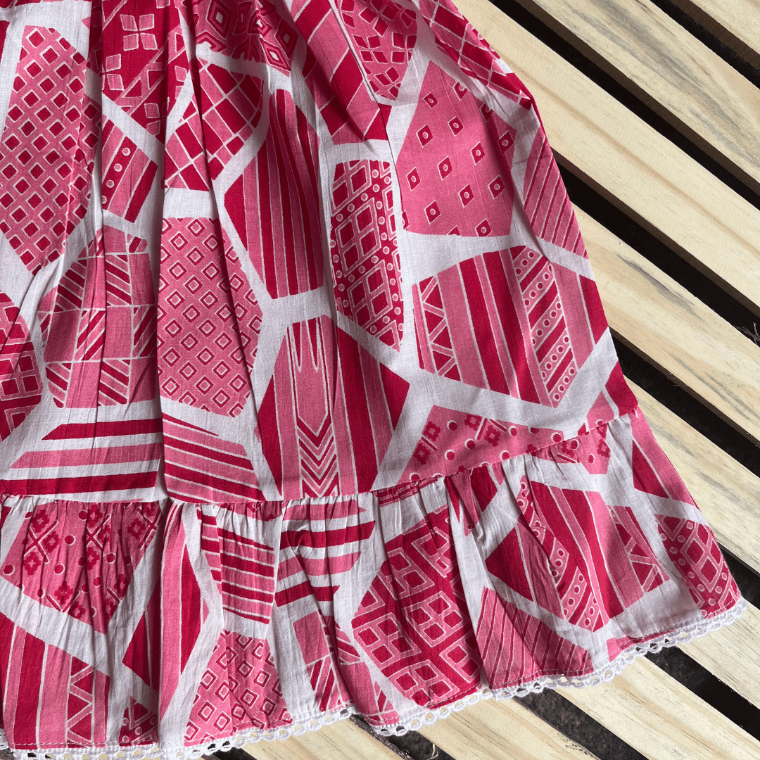 PINK ABSTRACT PINAFORE FROCK