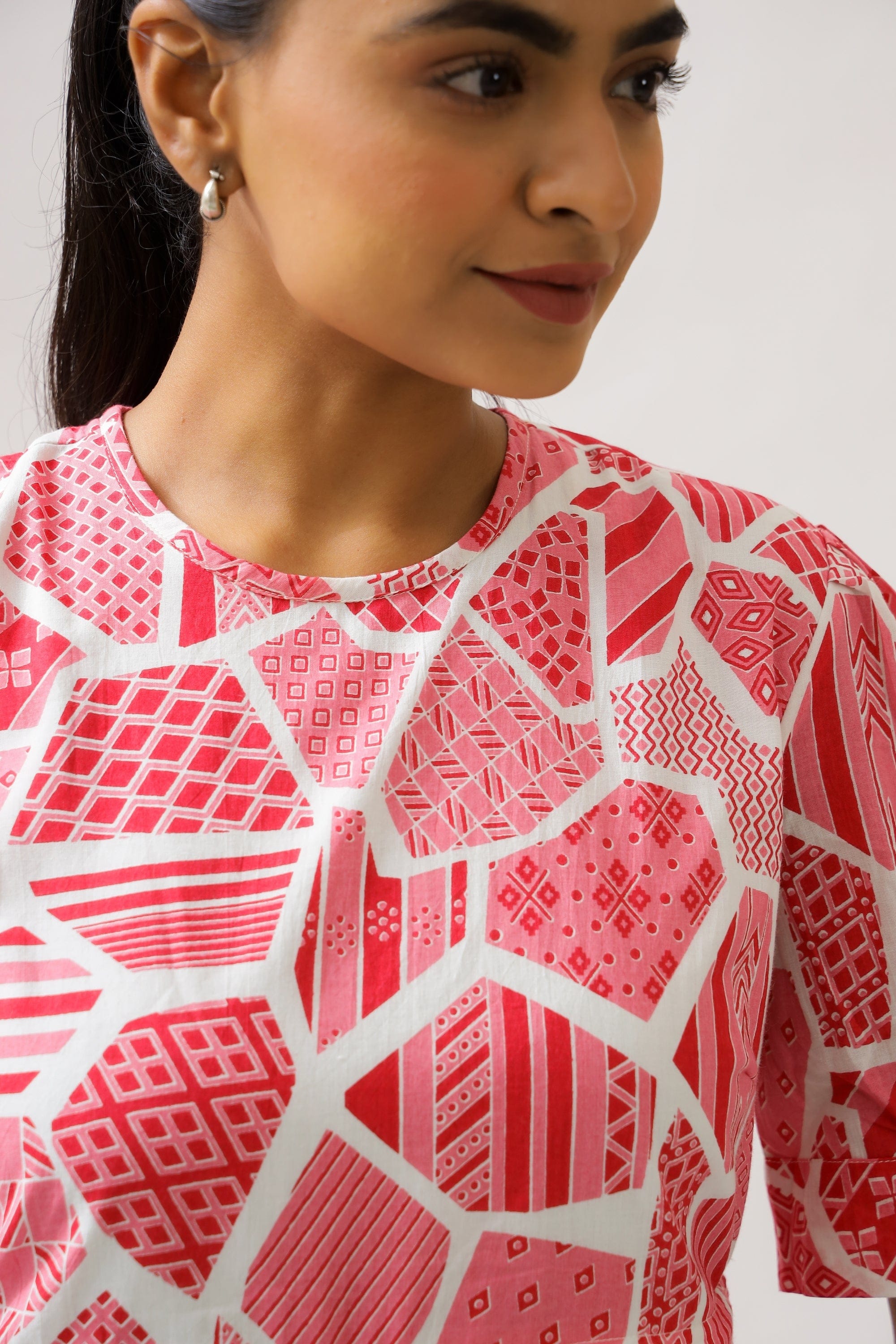 Pink Abstract Maternity Short Dress