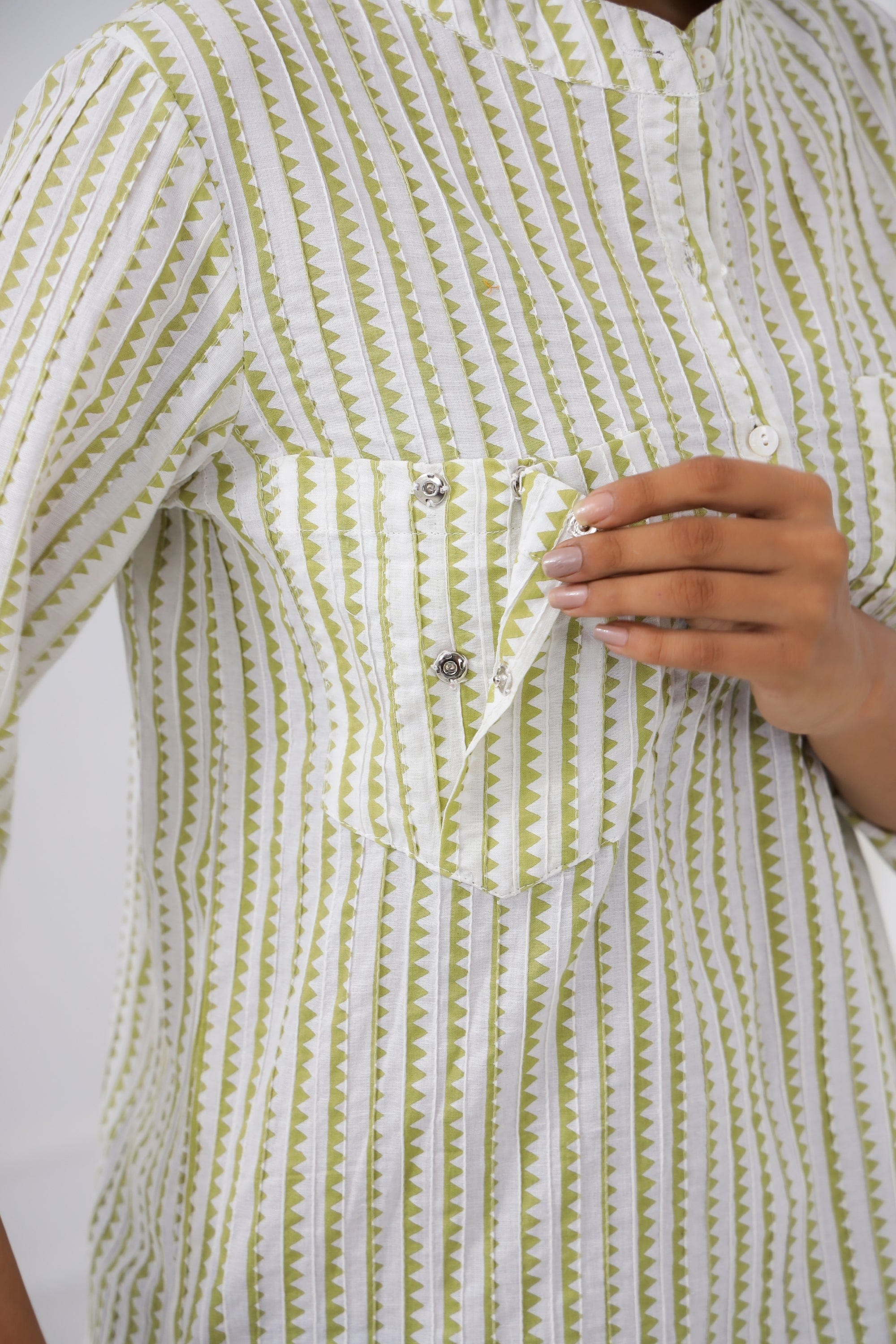 Minty Triangles Maternity Top