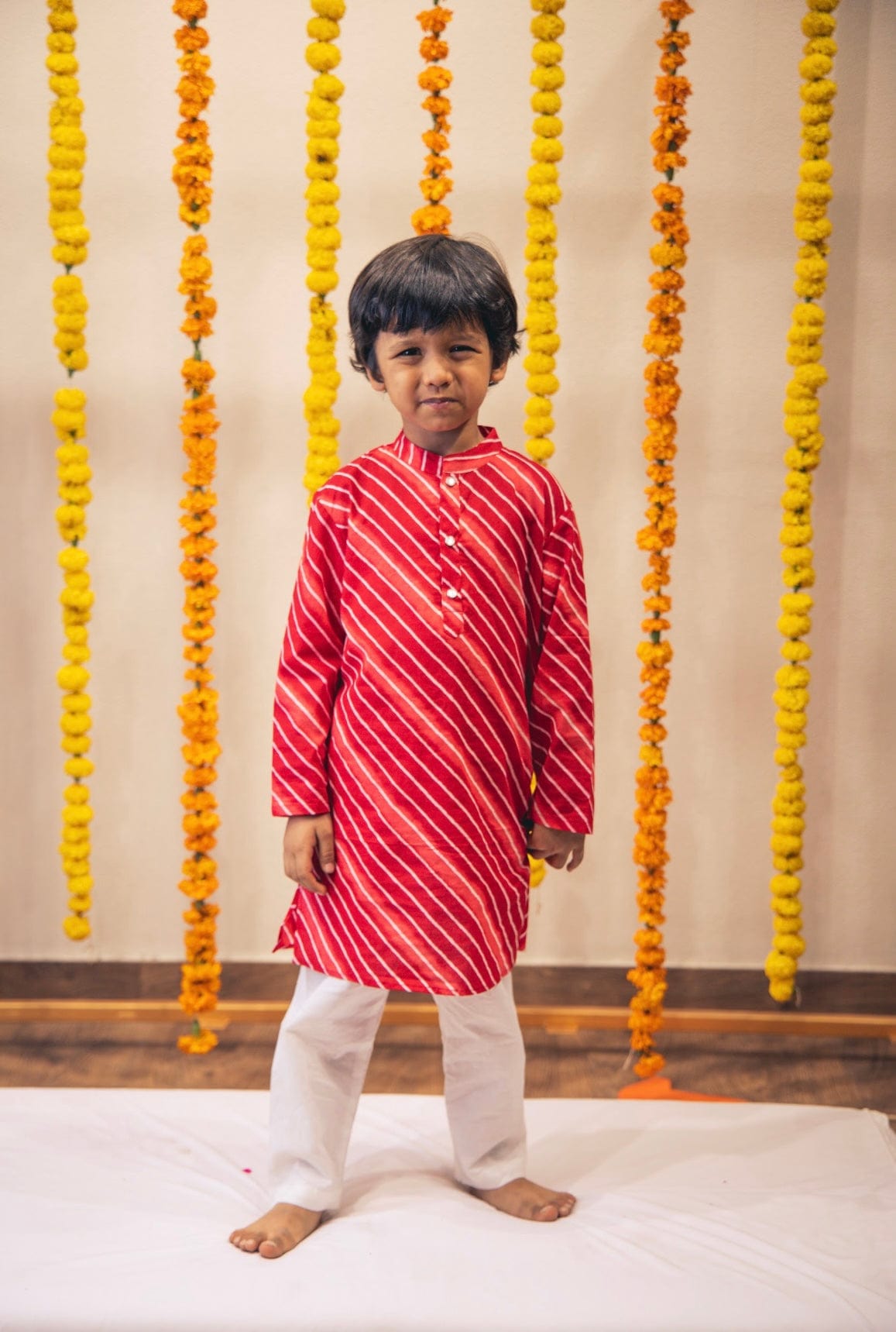 Red Lehariya Boys kurta set