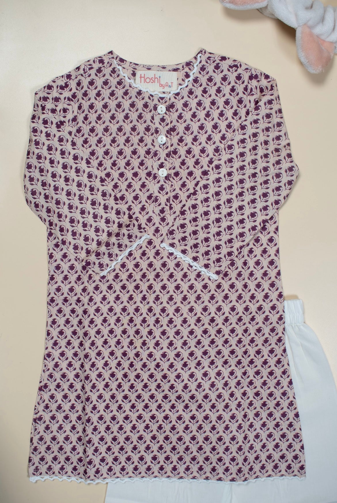 Purple flowers Girls Kurti Set