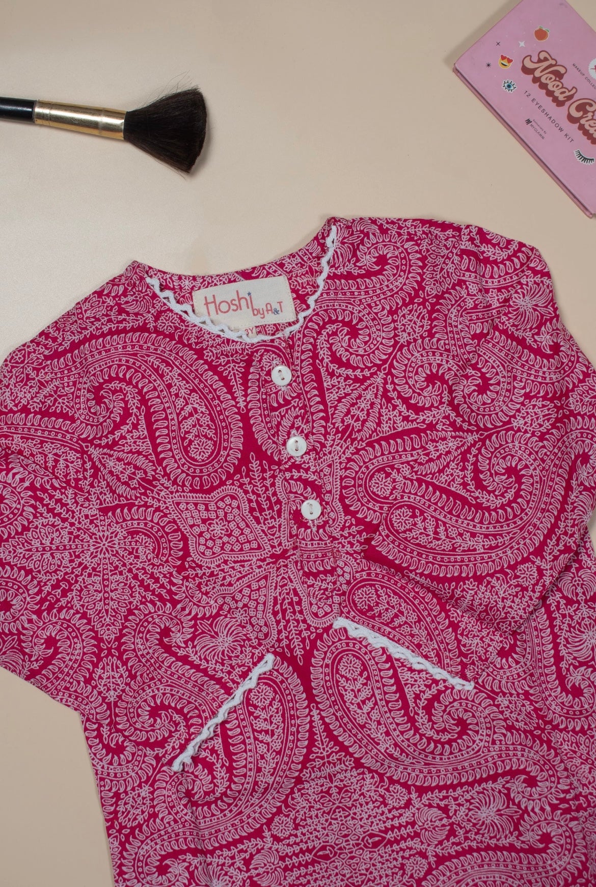 Pink Paisley Girls Kurti Set