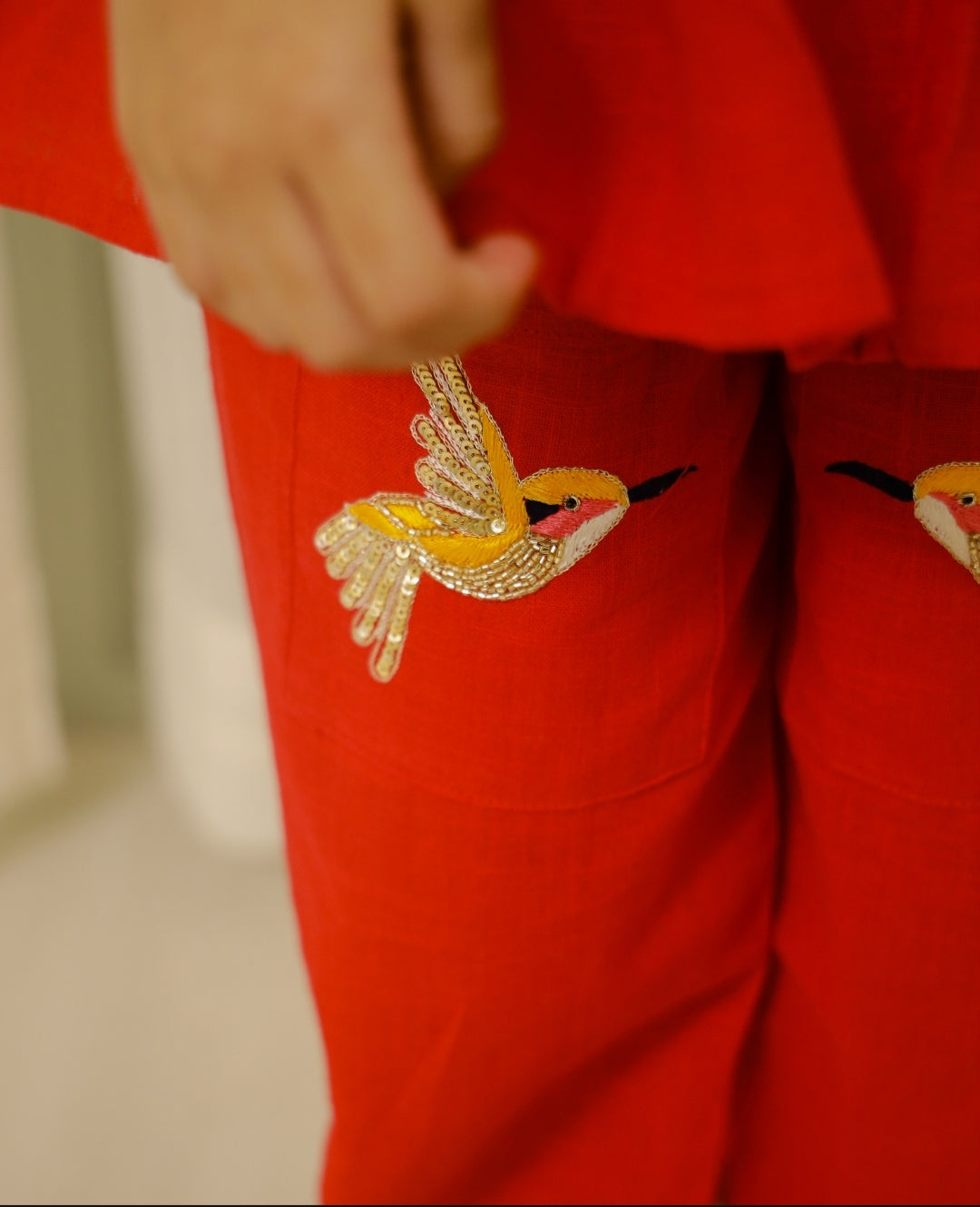 Red Sparrow Peplum Set