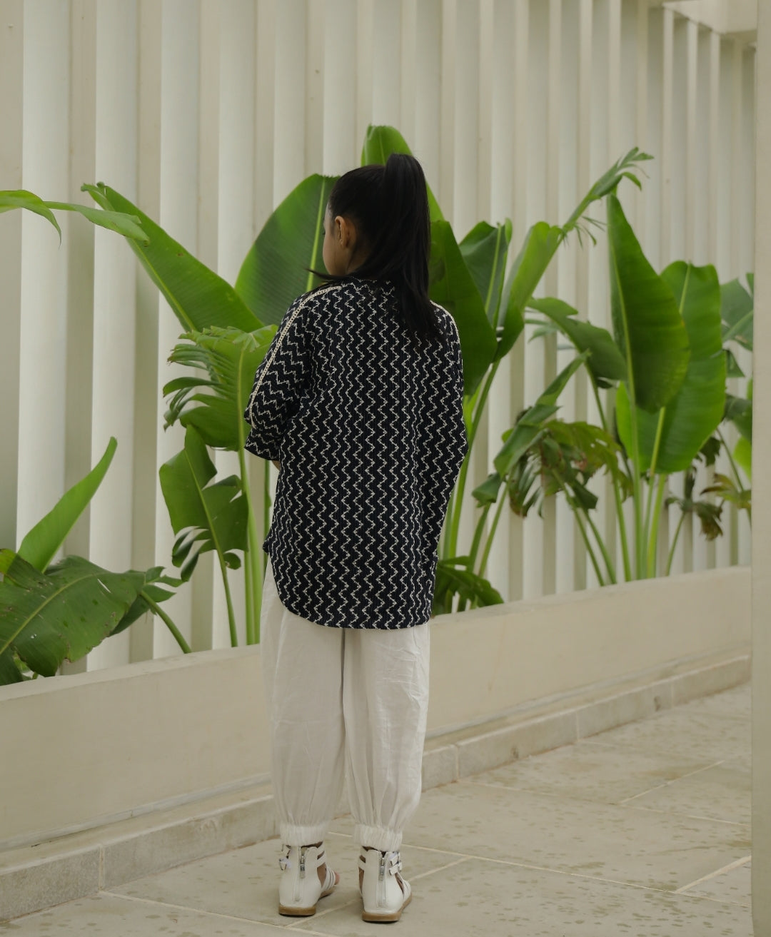 Black Chevron Loose Kurta Set