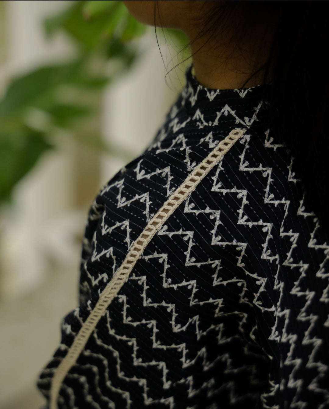 Black Chevron Loose Kurta Set