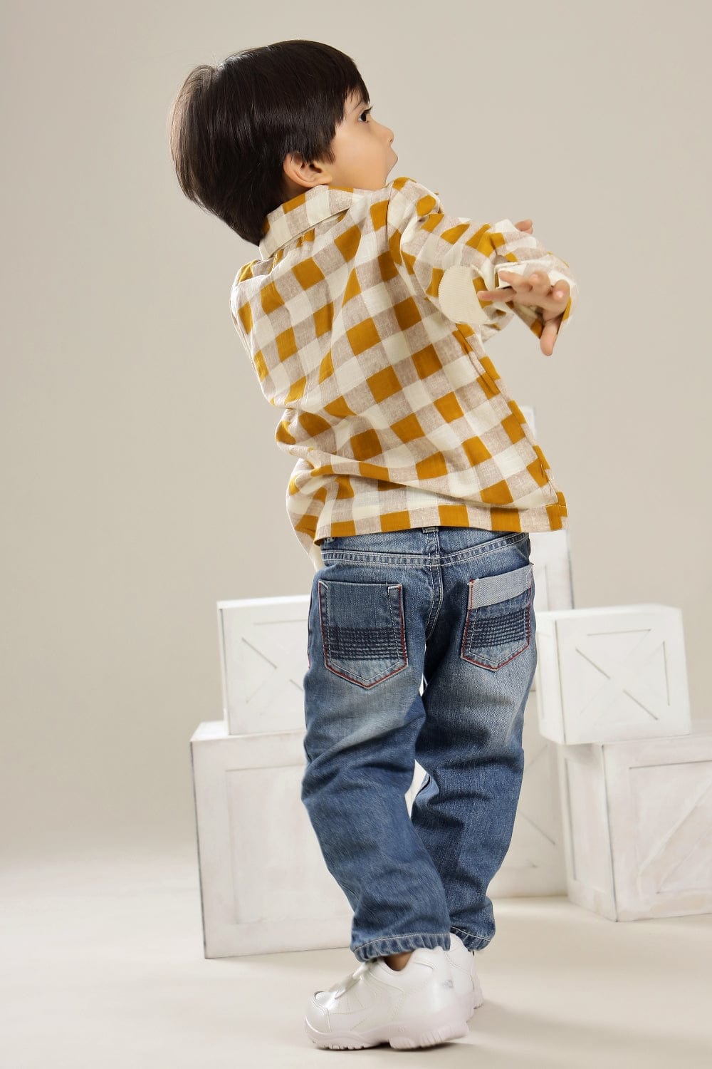 Mustard Checked Full Sleeves Shirt