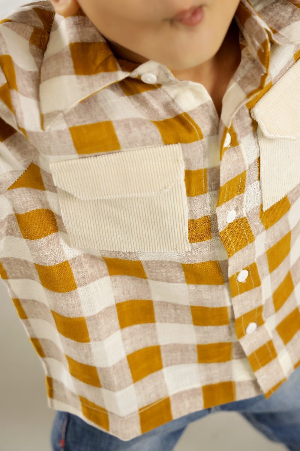 Mustard Checked Full Sleeves Shirt