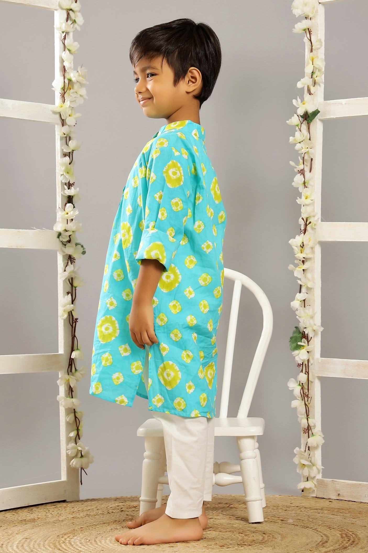 SEA GREEN BANDHEJ LONG KURTA