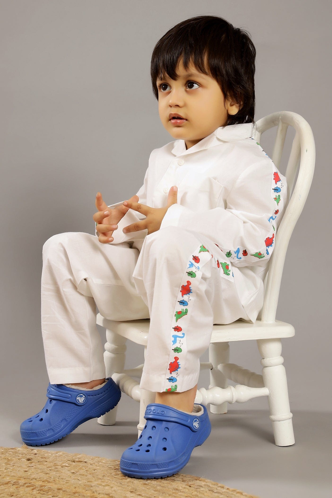 Milky White Dino Unisex Co-ord set