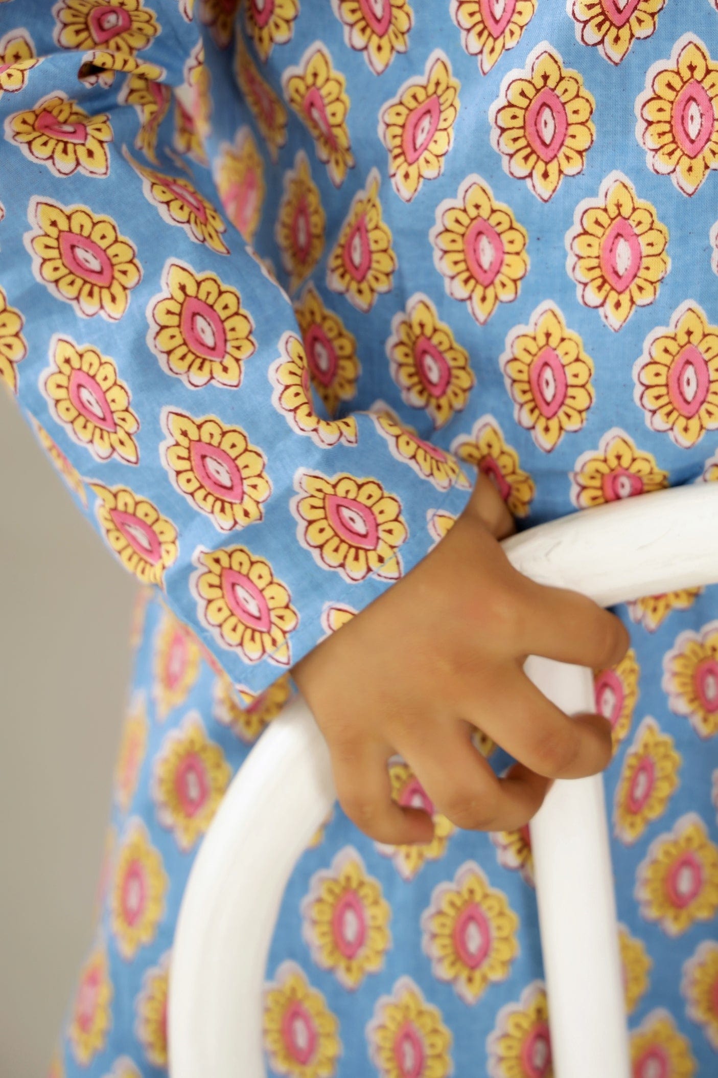 BLUE FLORAL LONG KURTA