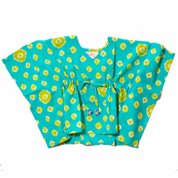Sea green bandhej kaftan top