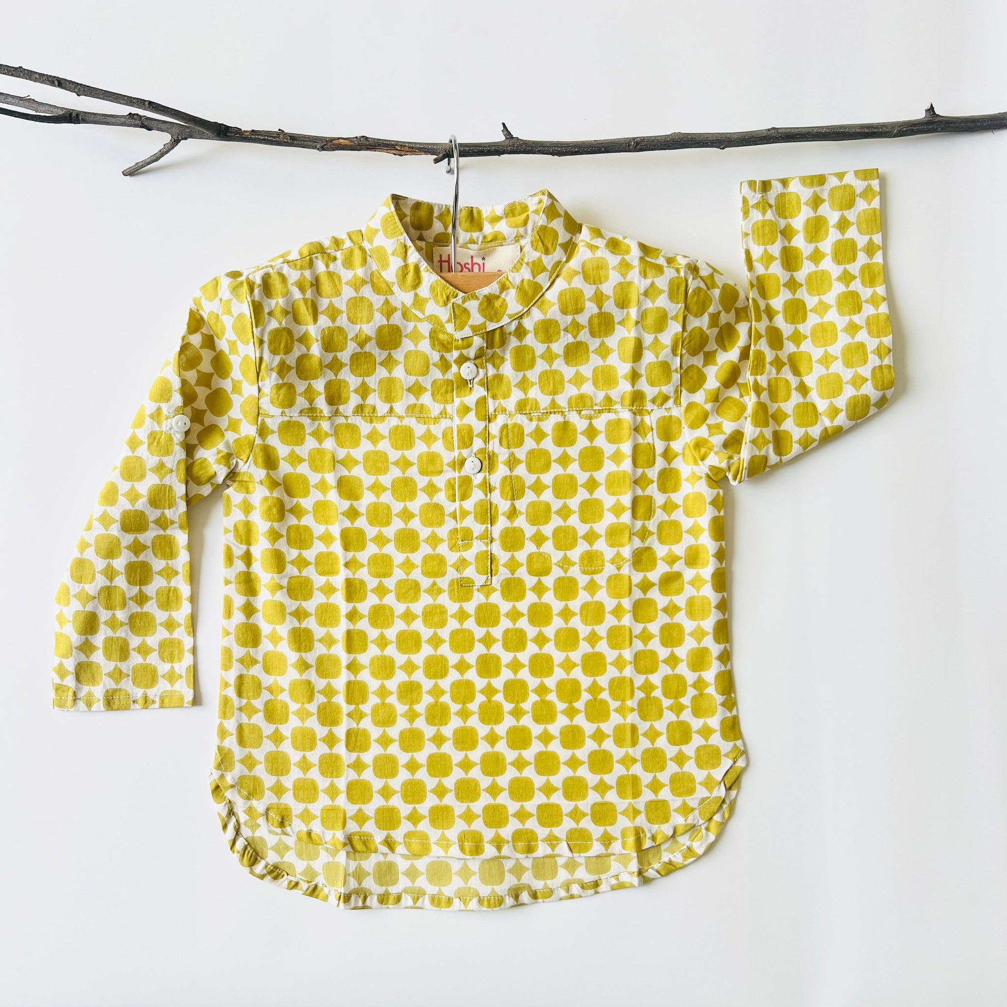 GEOMETRIC JADE PRINT KURTA SHIRT