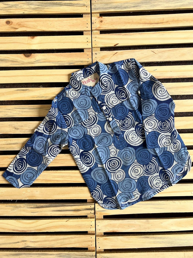 OCEANIC SWIRL PRINT KURTA SHIRT