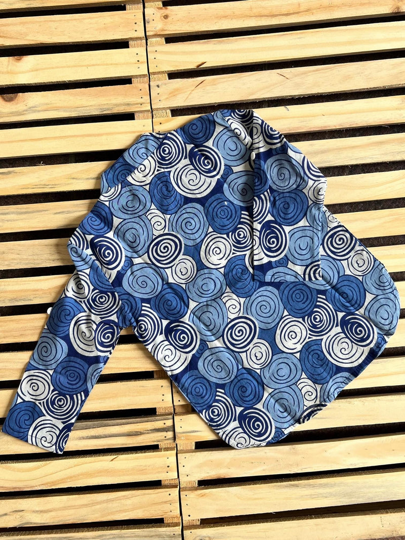 OCEANIC SWIRL PRINT KURTA SHIRT