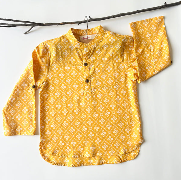 YELLOW PETALS KURTA SHIRT