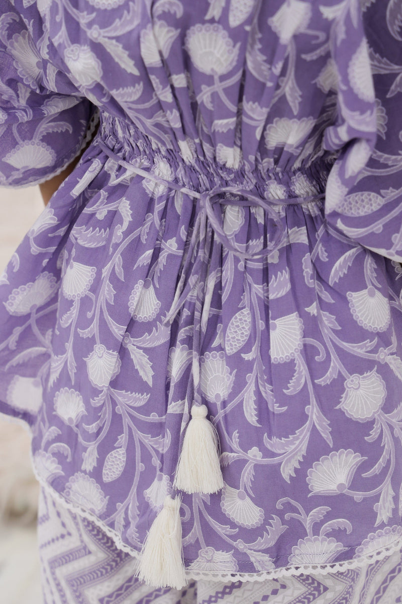 Lilac Floral Kaftan Set