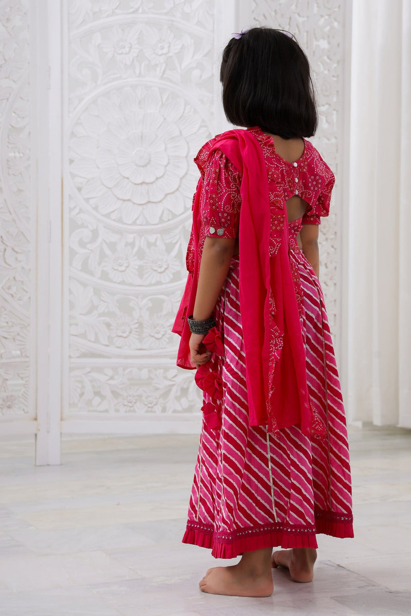 Pink Lehriya Lehenga