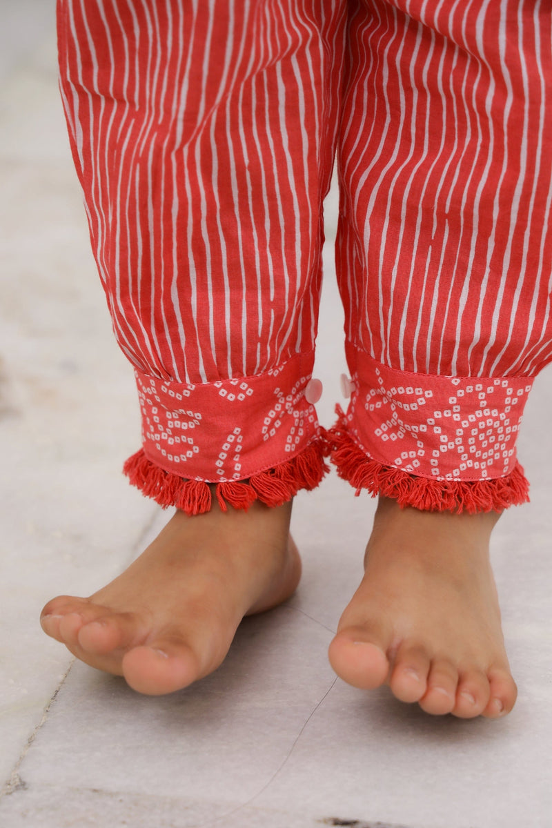 Orange Bandhani kurti salwar