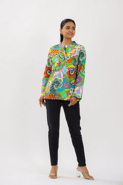 Multicolor Abstract Maternity Top