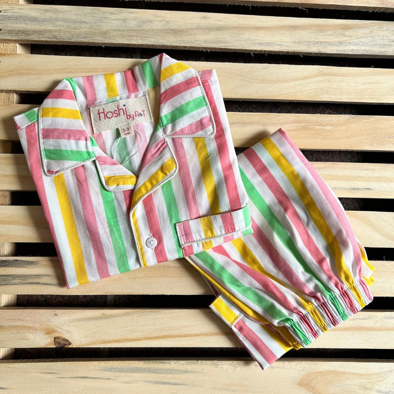 Pastel Stripes Print Night wear