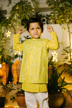 Jasmine Yellow Kurta Jacket set