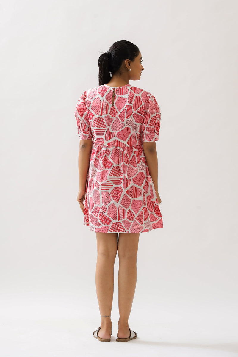 Pink Abstract Maternity Short Dress