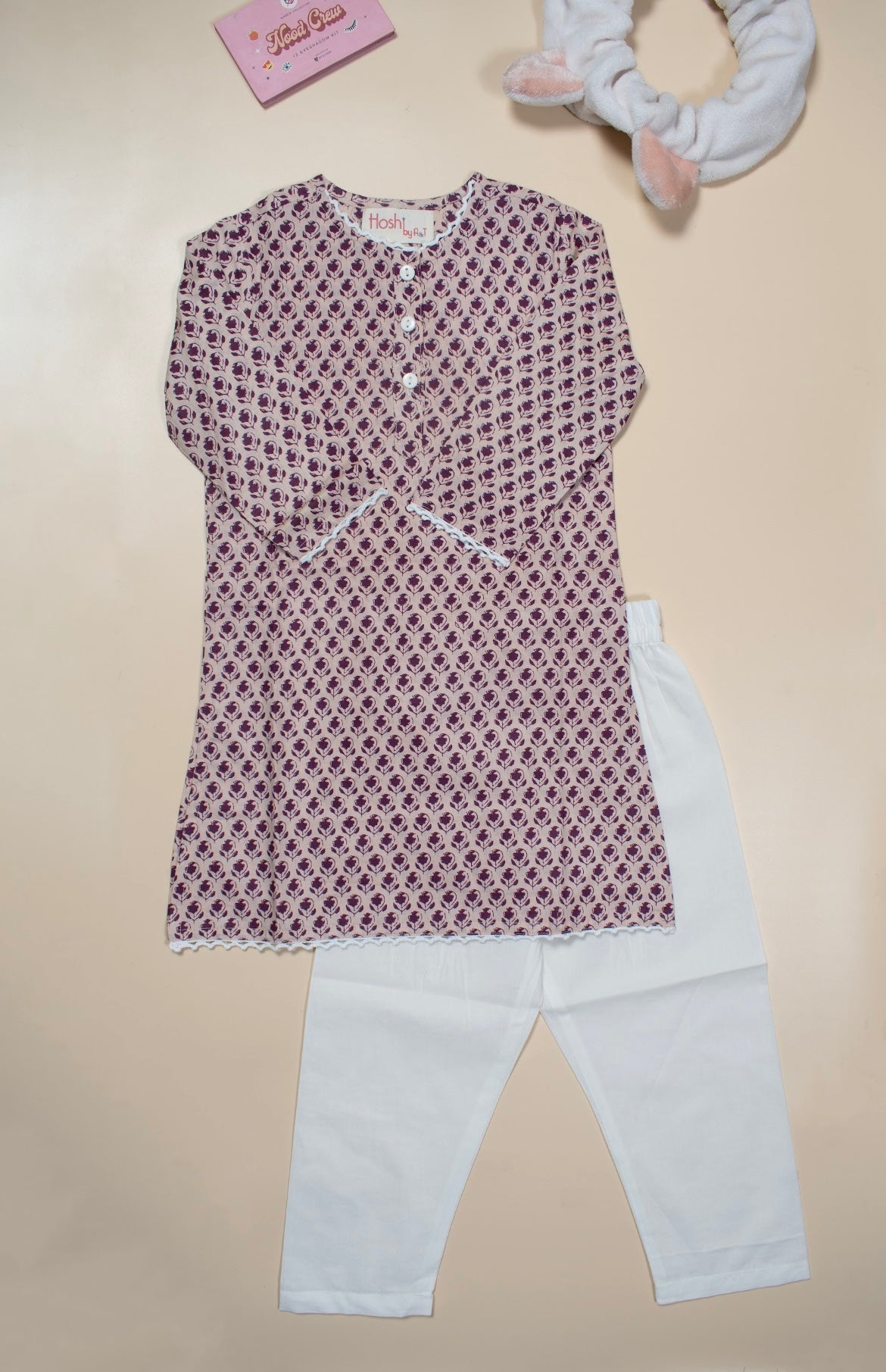 Purple flowers Girls Kurti Set