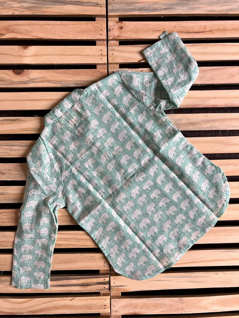 MINTY TRUNK TALES PRINT KURTA SHIRT