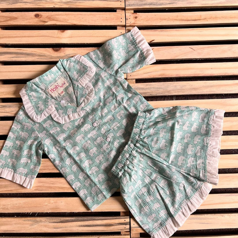 Turquoish Elephant Print Lounge wear