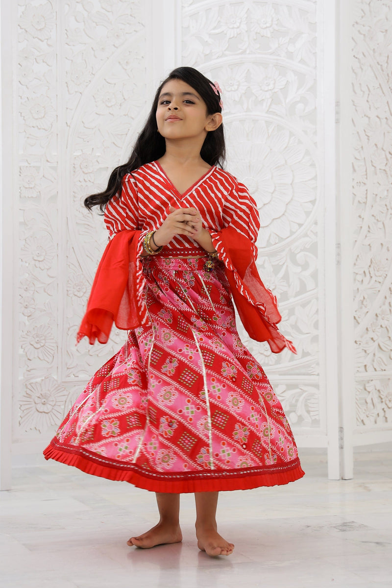 Red Lehriya Lehenga