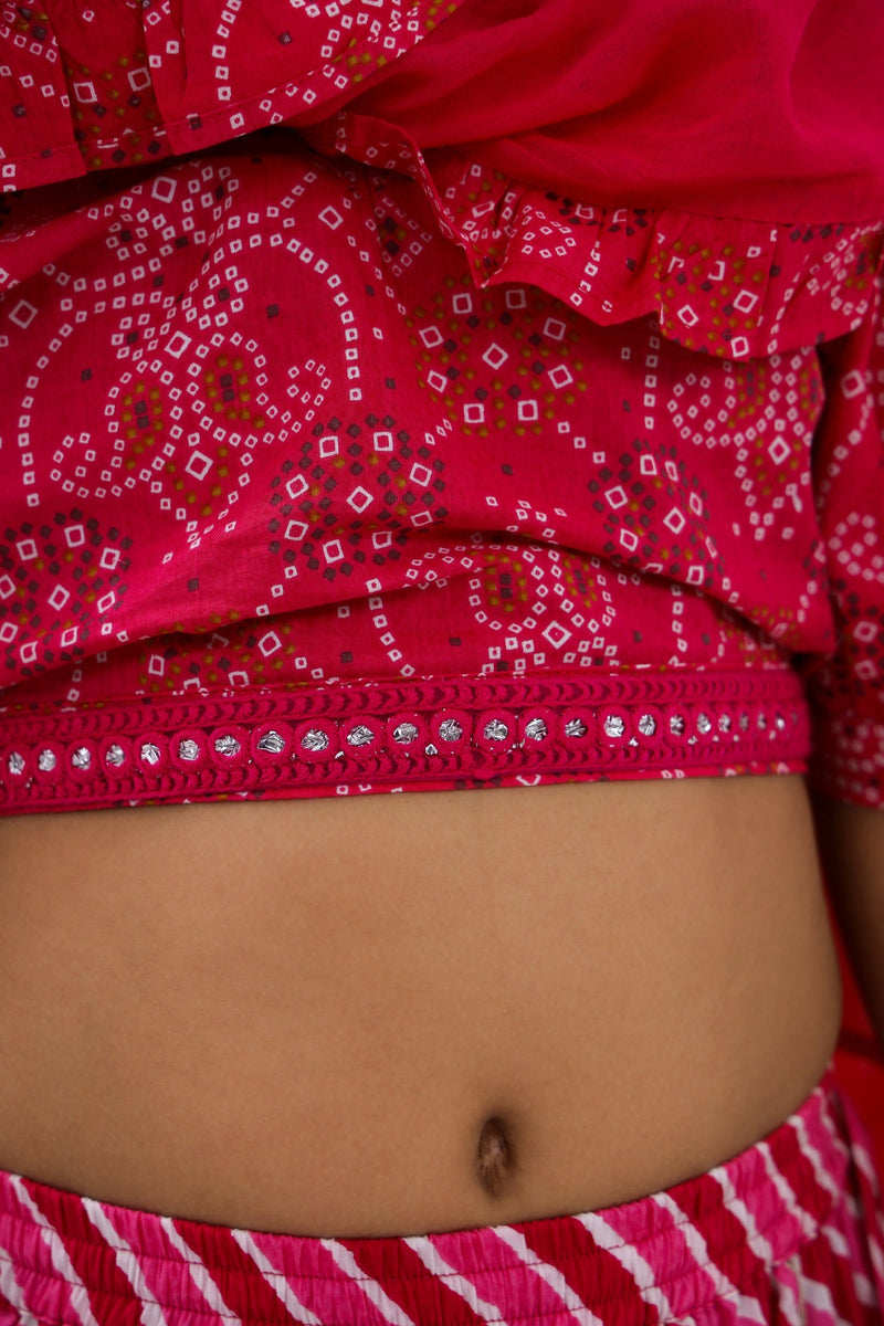 Pink Lehriya Lehenga