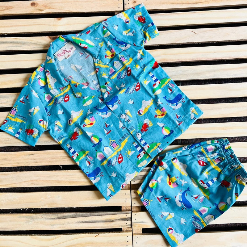 Aqua Beach Print Lounge Wear