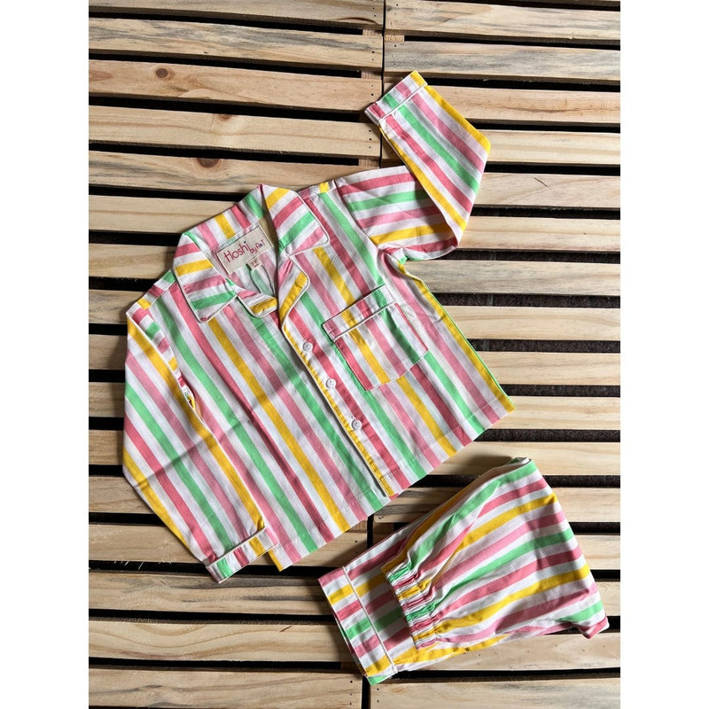 Pastel Stripes Print Night wear