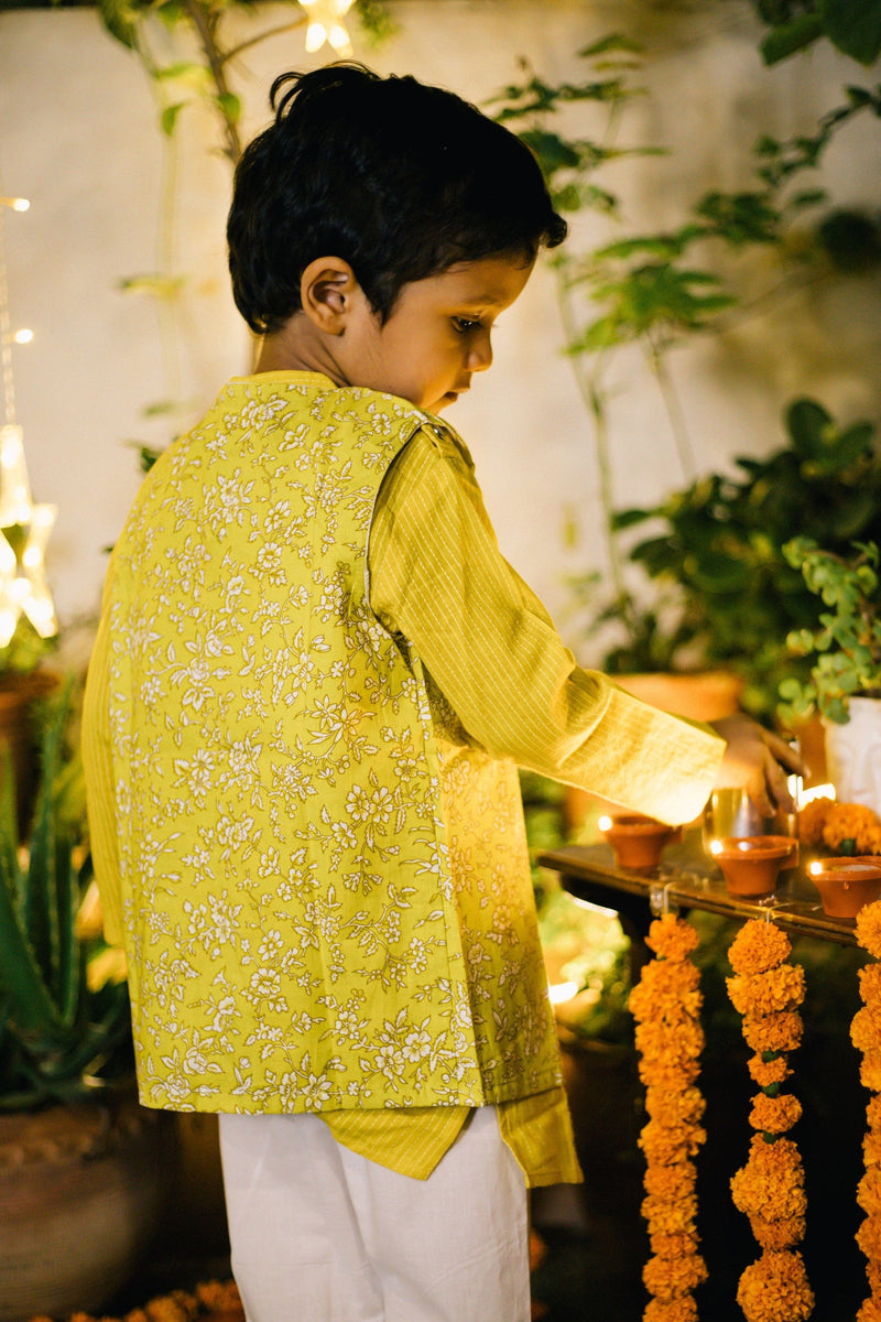 Jasmine Yellow Kurta Jacket set