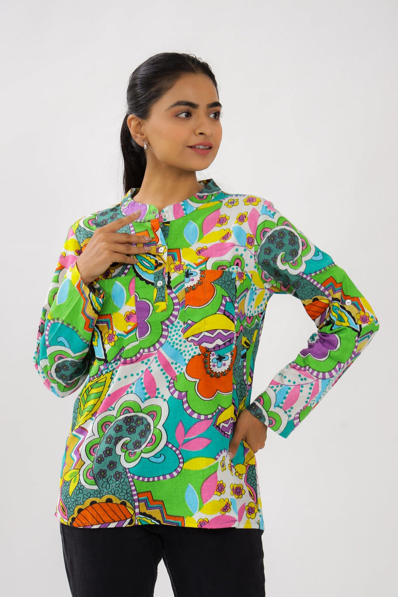 Multicolor Abstract Maternity Top