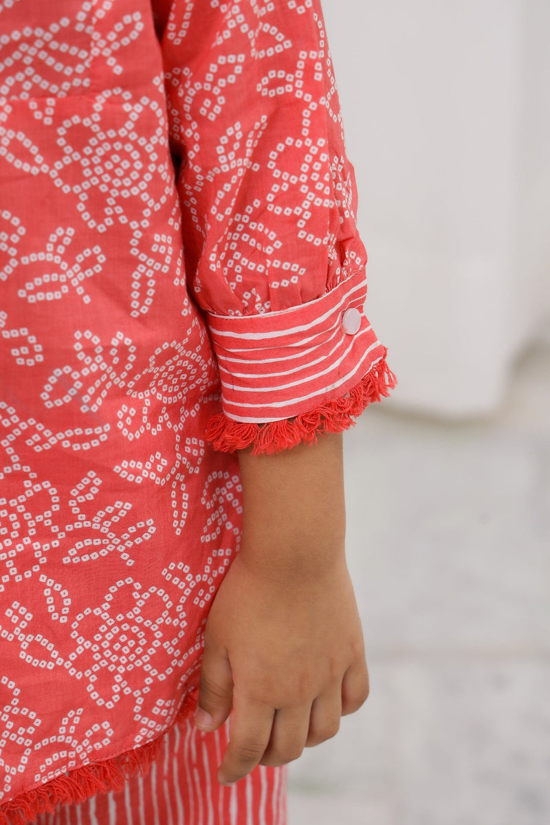 Orange Bandhani kurti salwar