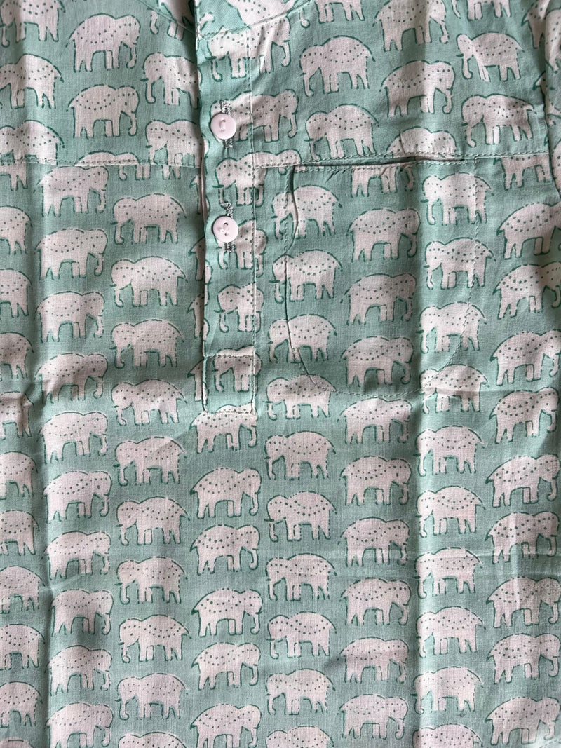 MINTY TRUNK TALES PRINT KURTA SHIRT