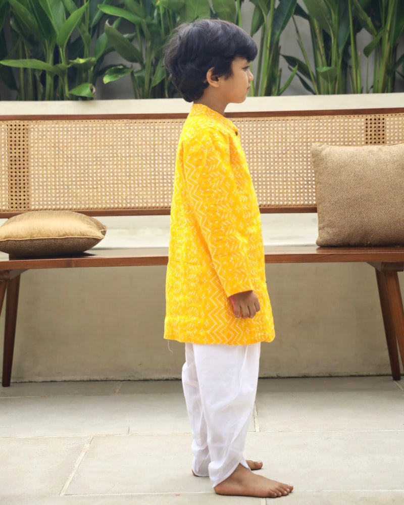 Yellow Bandhani Sherwani