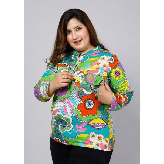 Multicolor Abstract Maternity Top