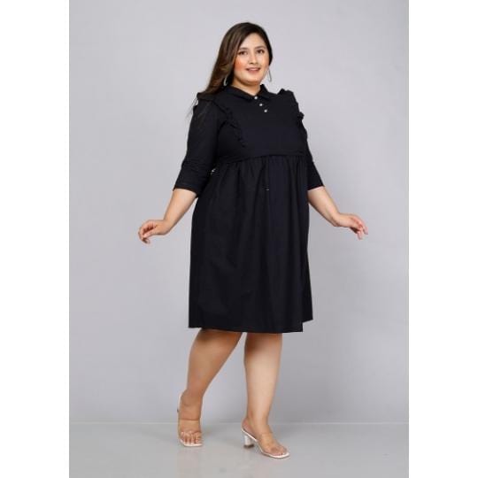 Solid Black Maternity Midi Dress