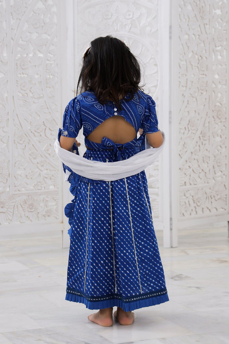 blue Bandhani lehenga