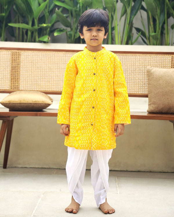 Yellow Bandhani Sherwani