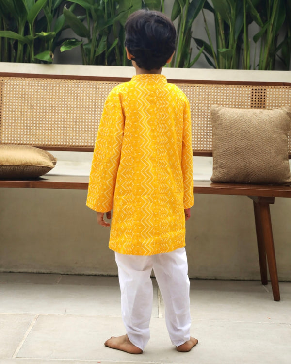 Yellow Bandhani Sherwani