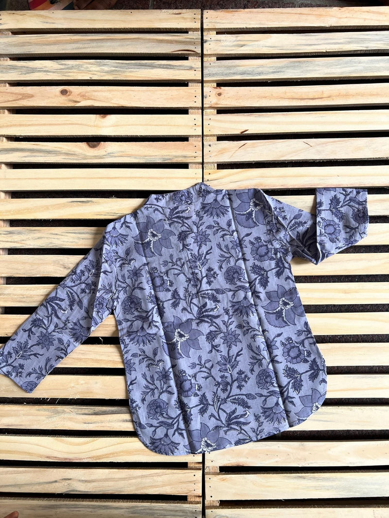 FLORAL INK FUSION PRINT KURTA SHIRT