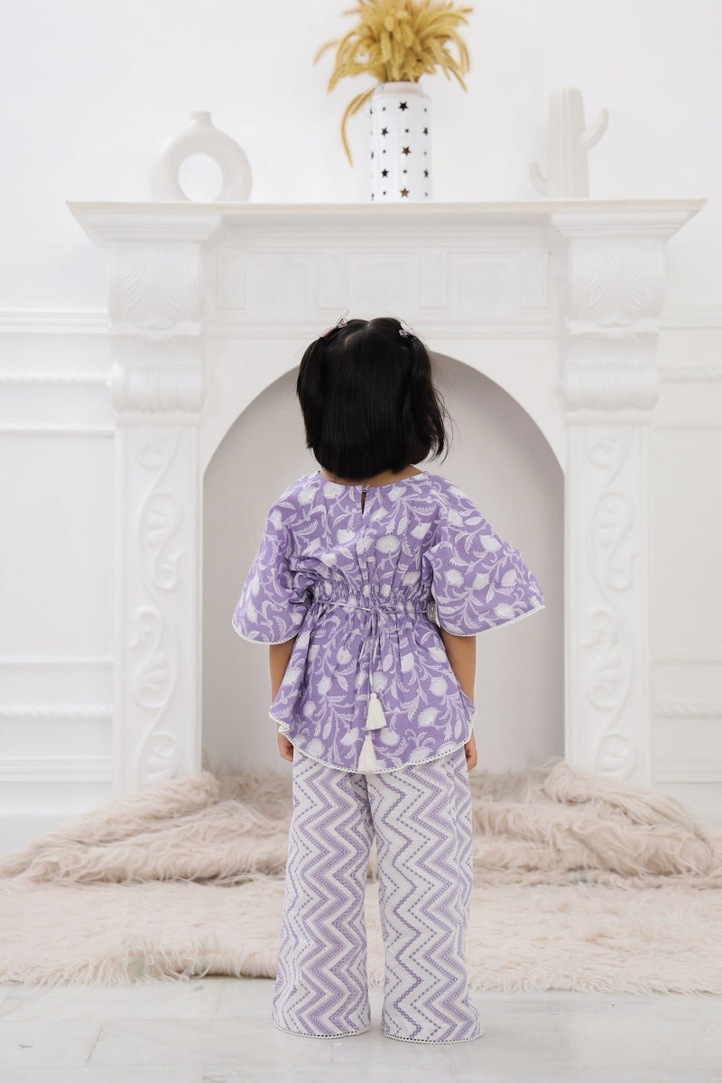 Lilac Floral Kaftan Set