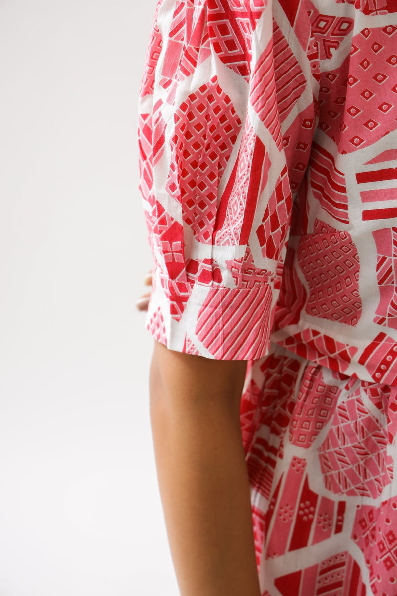 Pink Abstract Maternity Short Dress