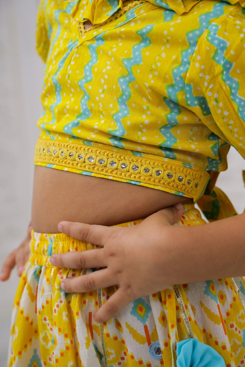 yellow Sky Blue Lehenga