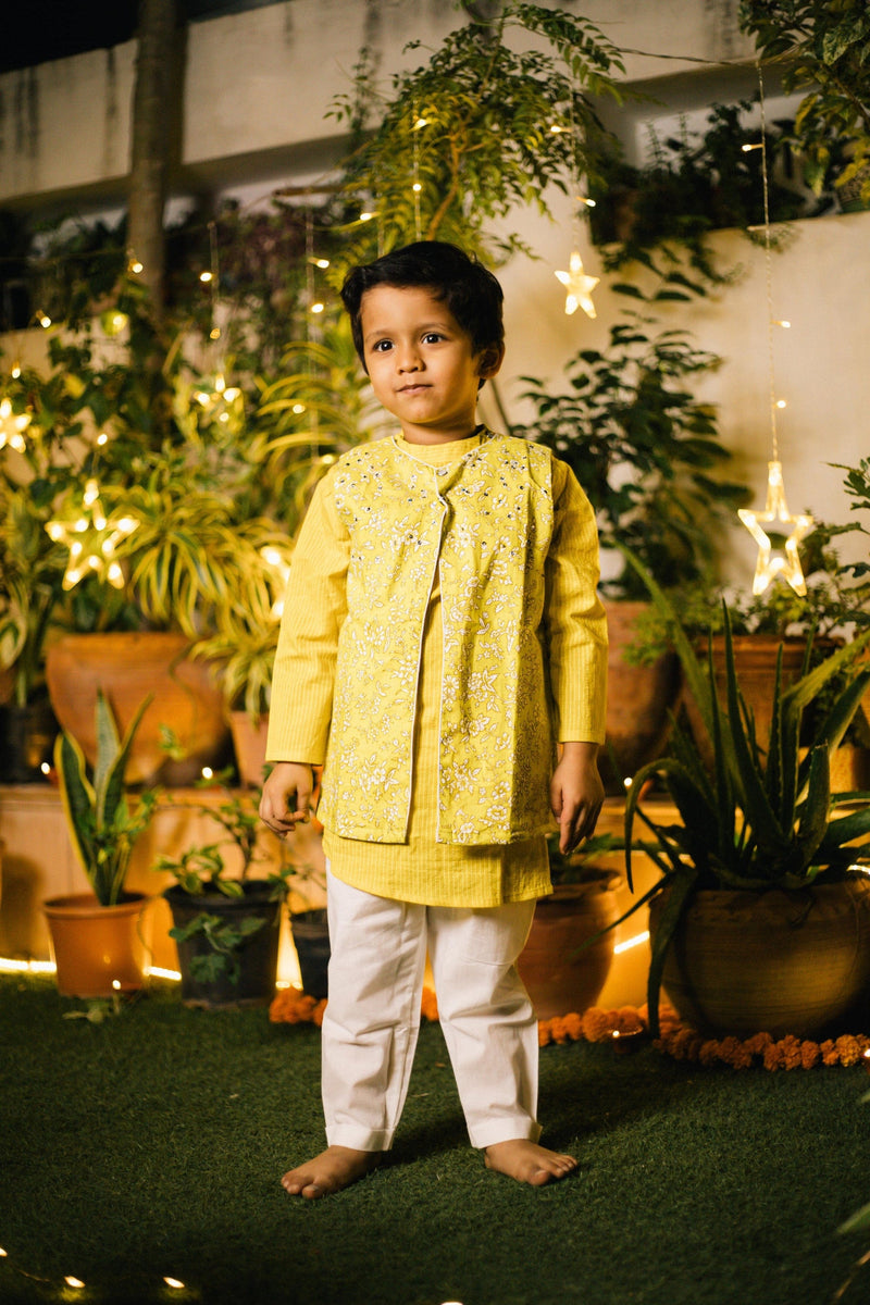 Jasmine Yellow Kurta Jacket set